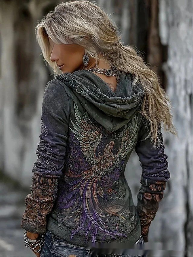 Lady's 3D Digital Print Loose Sweatshirt - Image 3