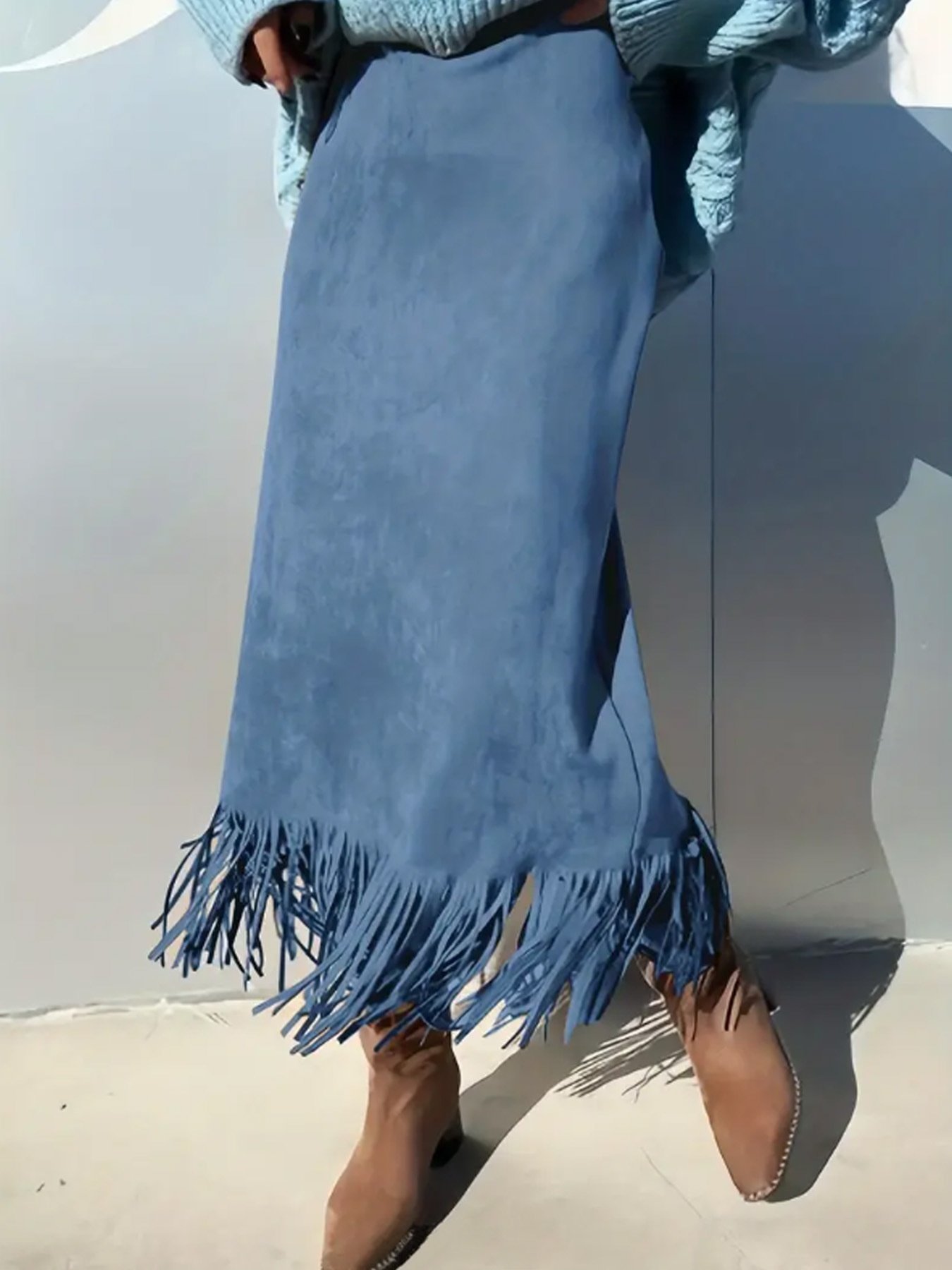 Women's Fashionable Elegant Long Suede Skirt Comfortable Slim Fit - Image 8