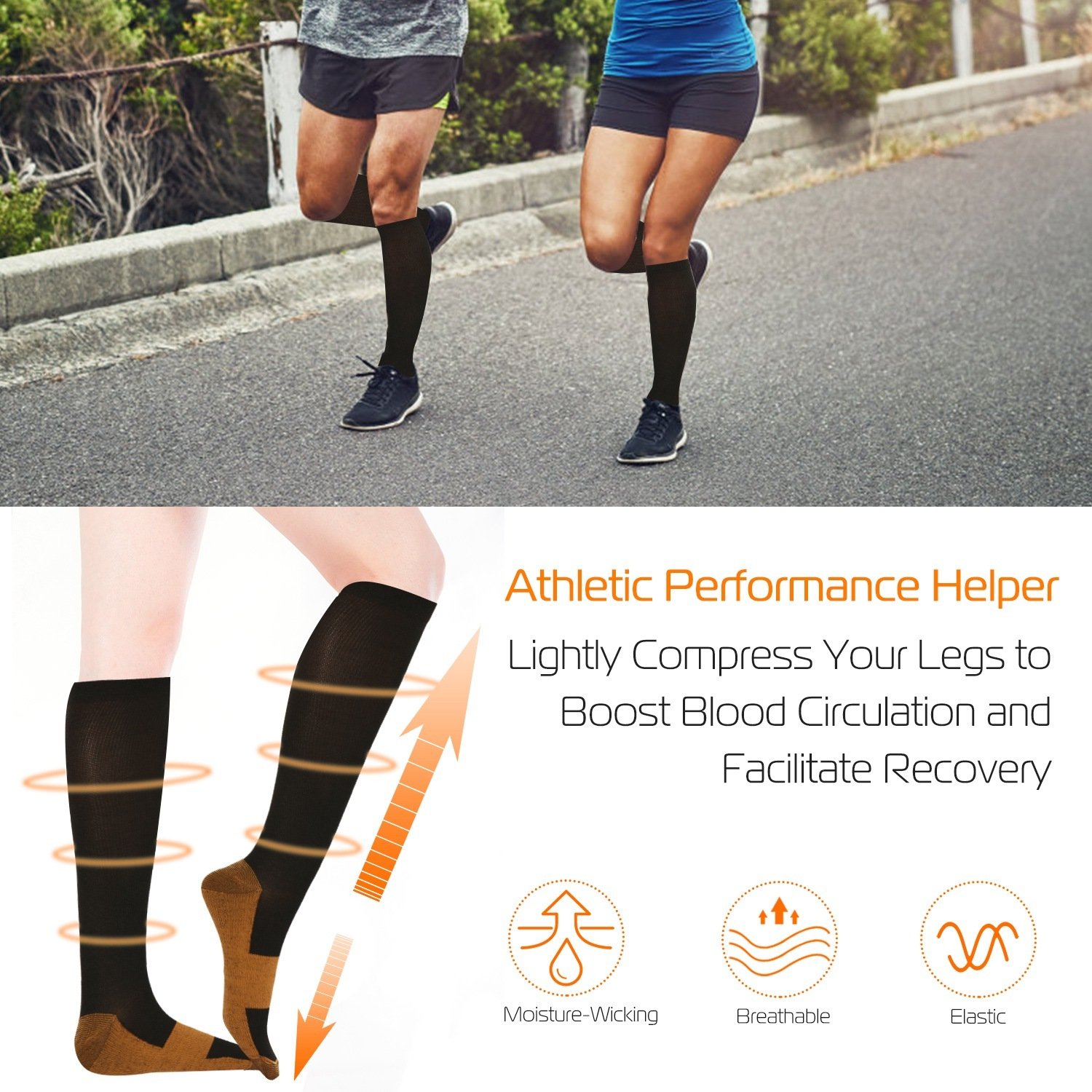 Unisex Copper Compression Socks Women Man Durable Hose Graduated Support Socks For Running Nursing Shin Splints Edema Swelling Recovery - Image 5