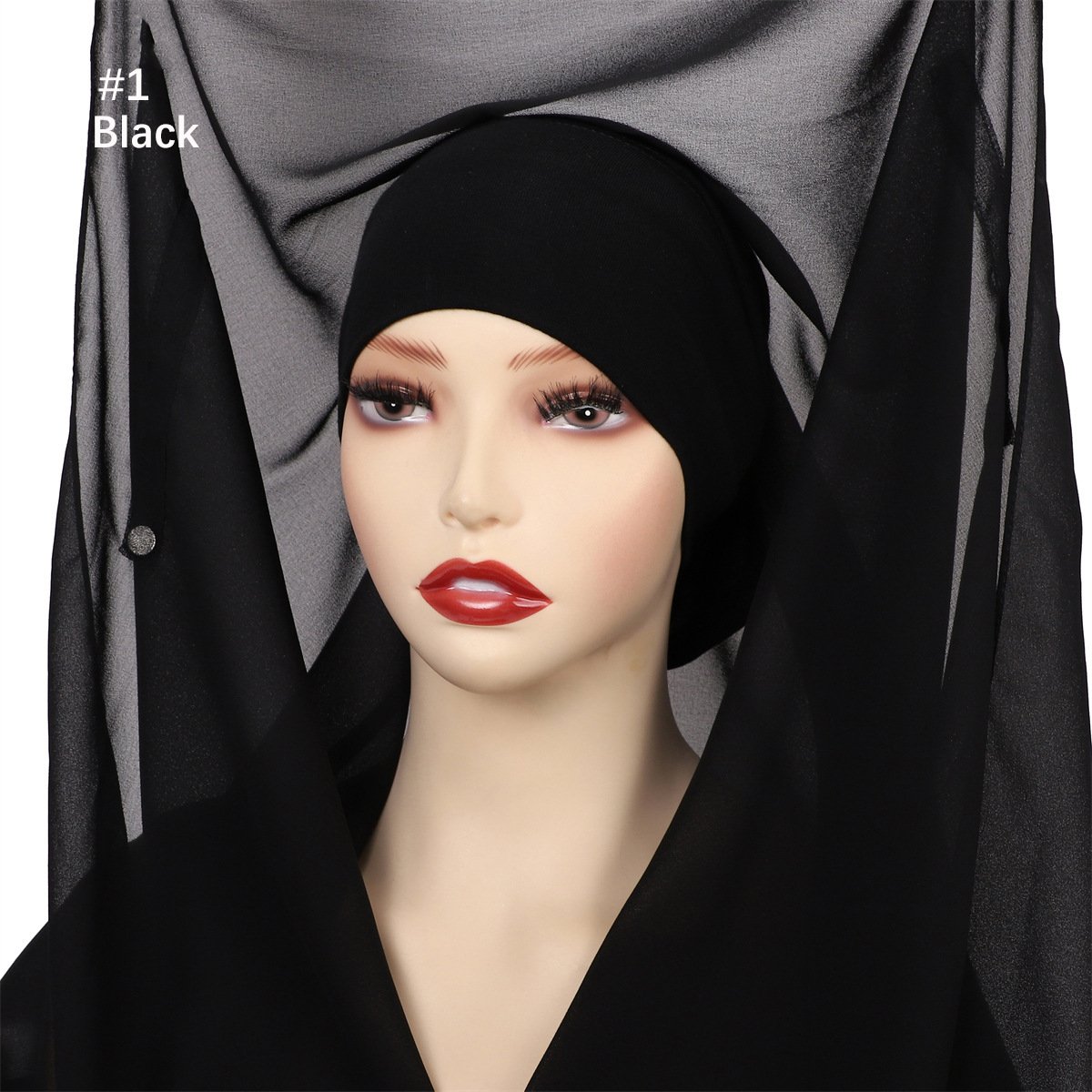 Pure Color Pearl Chiffon Scarf Plus The Same Color - Image 6