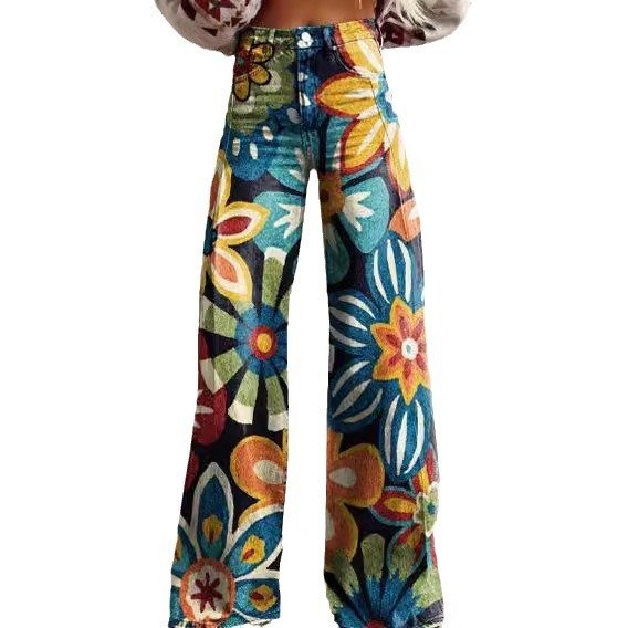 Women's 3D Printed Straight Casual Wide-leg Pants - Image 5