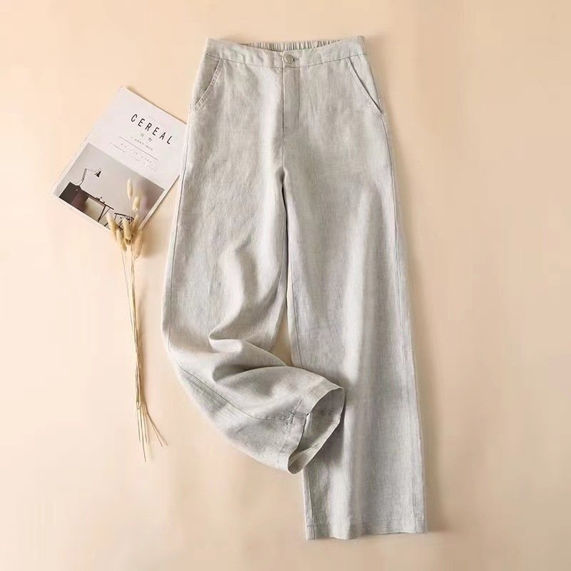 Women's Cotton And Linen Spring And Summer Thin Cropped Simple Casual Pants - Image 5