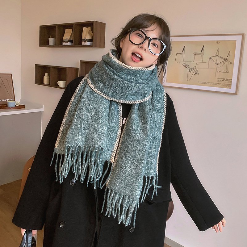 Skin-friendly Artificial Cashmere Scarf Soft Warm Fringe Bib - Image 5