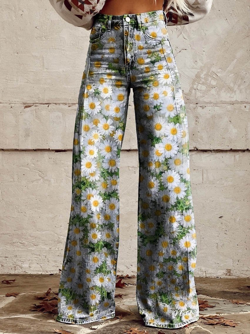 Women's 3D Printed Straight Casual Wide-leg Pants - Image 8
