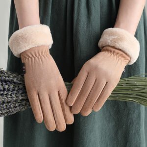 Thermal Gloves N915 Women's Winter Suede Double-layer Velvet Thickened