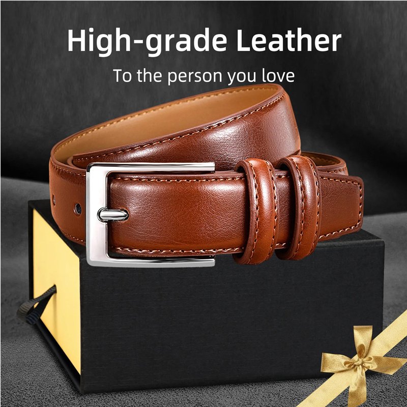 Woman Belt, 110cm,Leather Dress Belts With Single Prong Buckle For Suits, Jeans, Uniform, Light Brown - Image 5