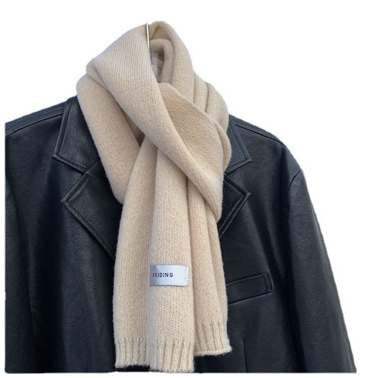 Solid Color Scarf Knitted Wool Keep Warm Scarf - Image 5