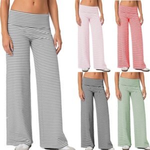 Cropped Striped Loose Trousers Autumn Sports Style Draped Casual Pants