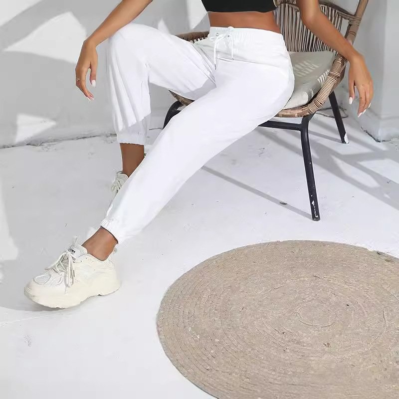 Solid Color With Fur Sweatpants Casual Sports Jogging High Waist Loose Tappered Home Casual Pants - Image 3