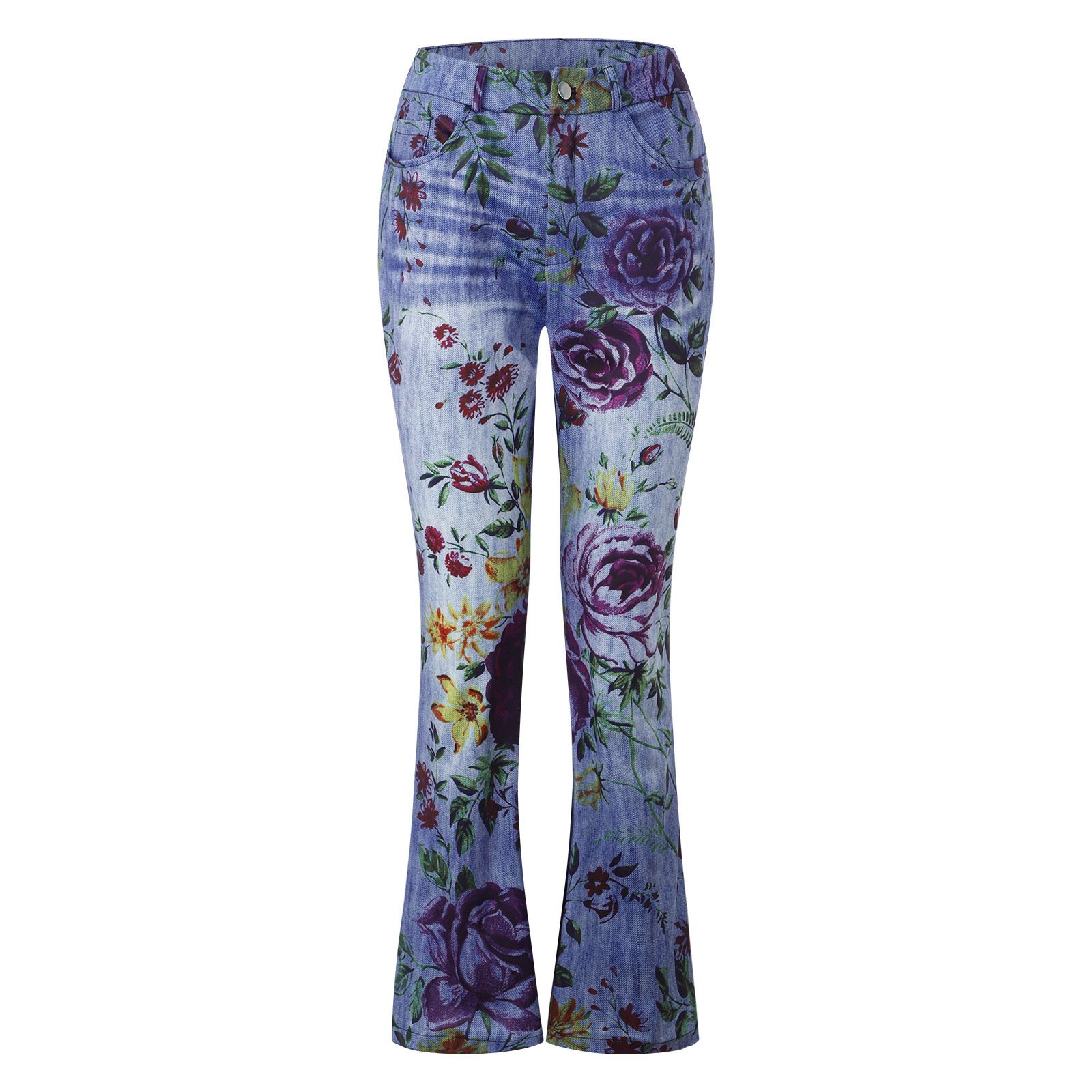 Imitation Jeans Plus Size Women's Casual Pants Floral Thin Trousers - Image 9
