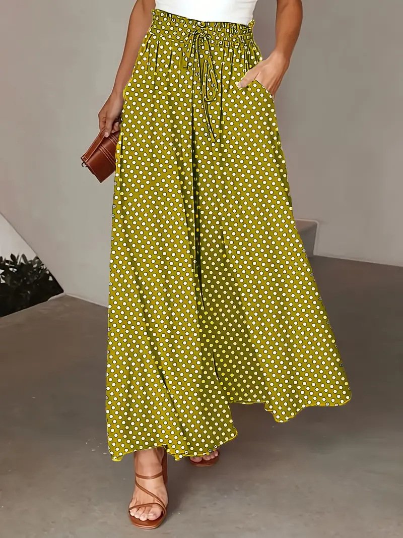 Polka Dot Print Trousers Fashion Loose Elastic Waist Wide-leg Pants Women's Clothing - Image 5