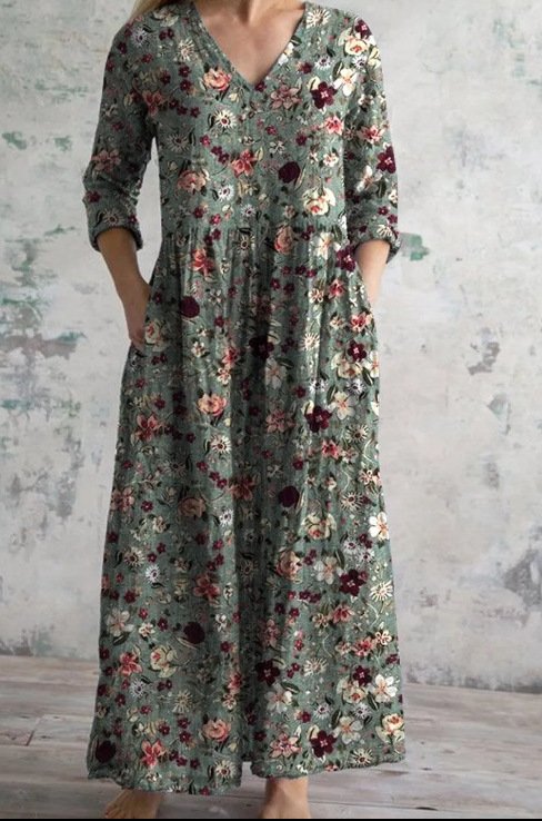 Women's Loose And Fashionable High-end V-neck Printed Dress - Image 7
