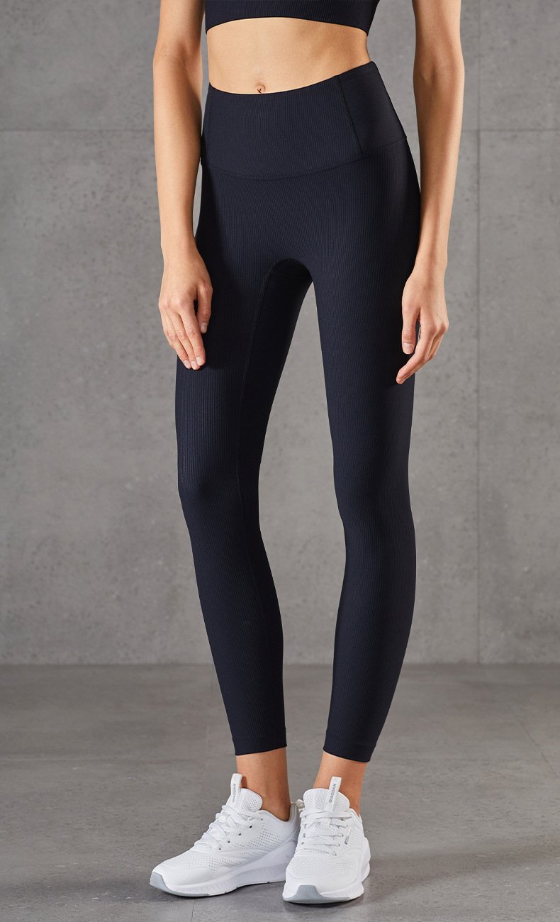 Ribbed Brocade Nude High Waist Leggings