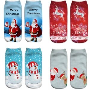 New 3D Printed Christmas Pattern Women's Boat Socks