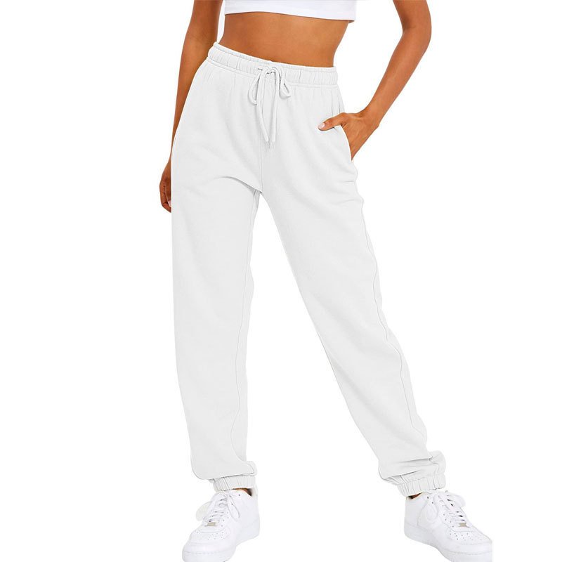 Solid Color With Fur Sweatpants Casual Sports Jogging High Waist Loose Tappered Home Casual Pants - Image 7