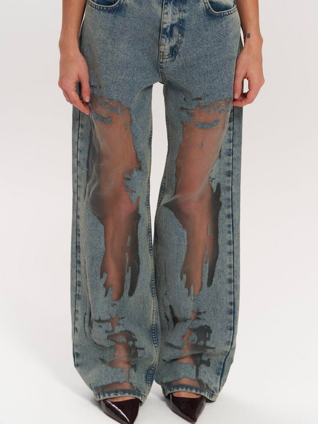 Vintage Straight-leg Hollow Textured Jeans - Image 6