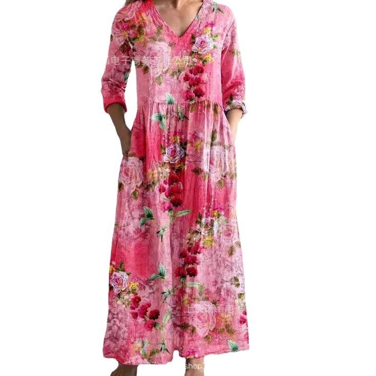 Women's Loose And Fashionable High-end V-neck Printed Dress - Image 2
