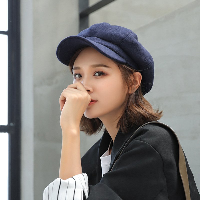 Woolen Octagonal Hat Young Woman Painter Peaked Beret - Image 8