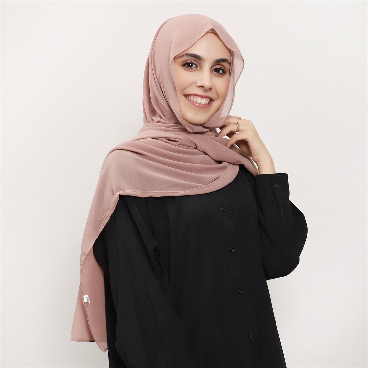 Pure Color Pearl Chiffon Scarf Plus The Same Color - Image 2