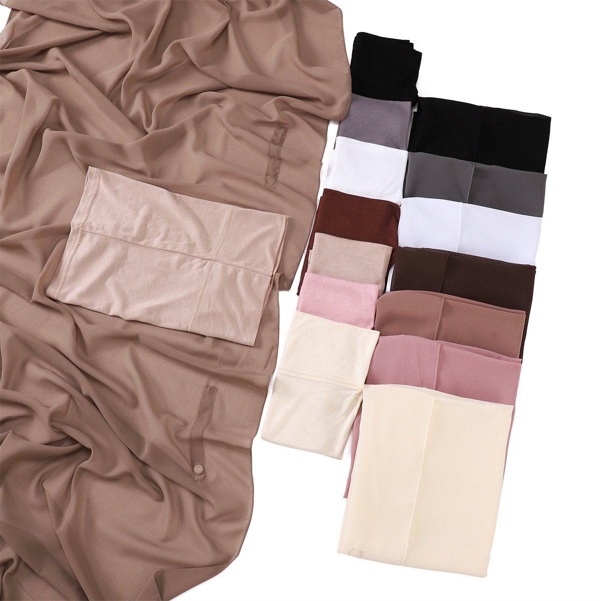 Pure Color Pearl Chiffon Scarf Plus The Same Color - Image 3