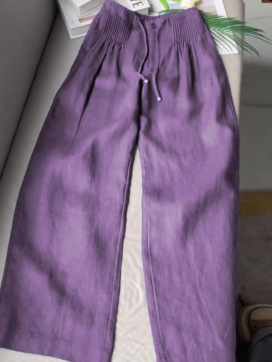Versatile Drawstring-button Straight-leg Pants - Image 7