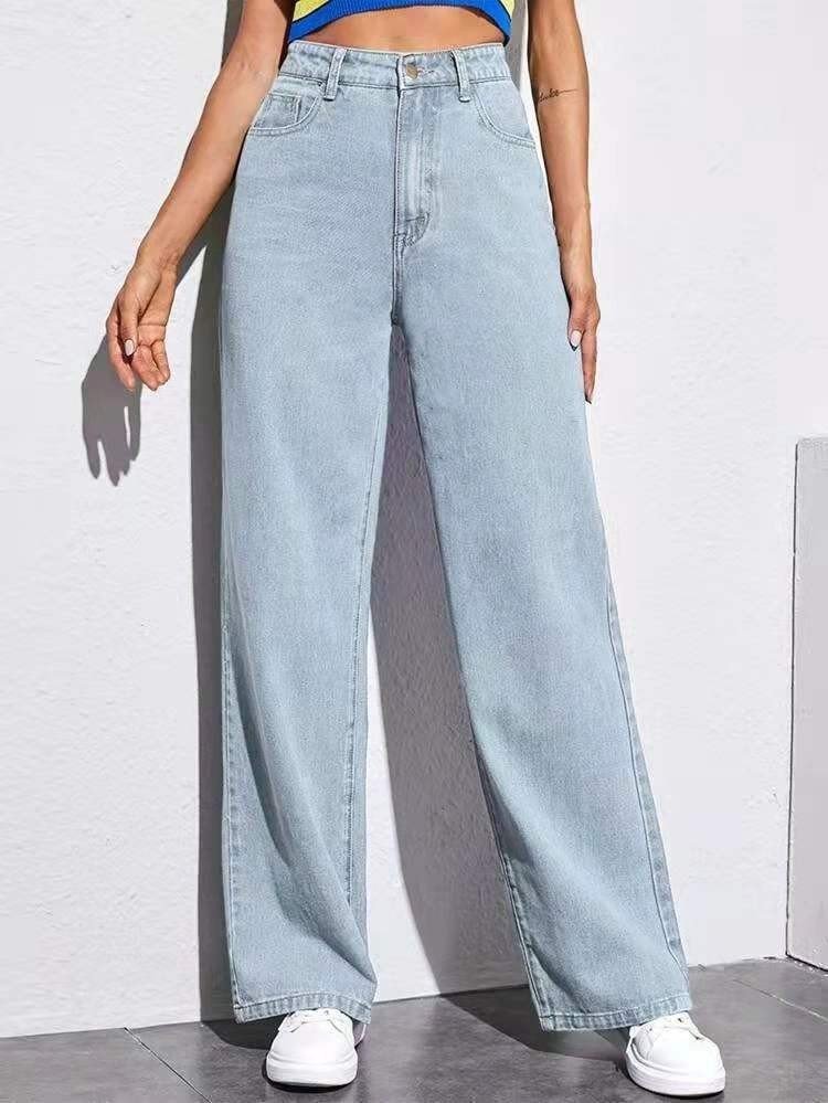 Washed Fashion Straight Jeans Women's Mid Waist - Image 9