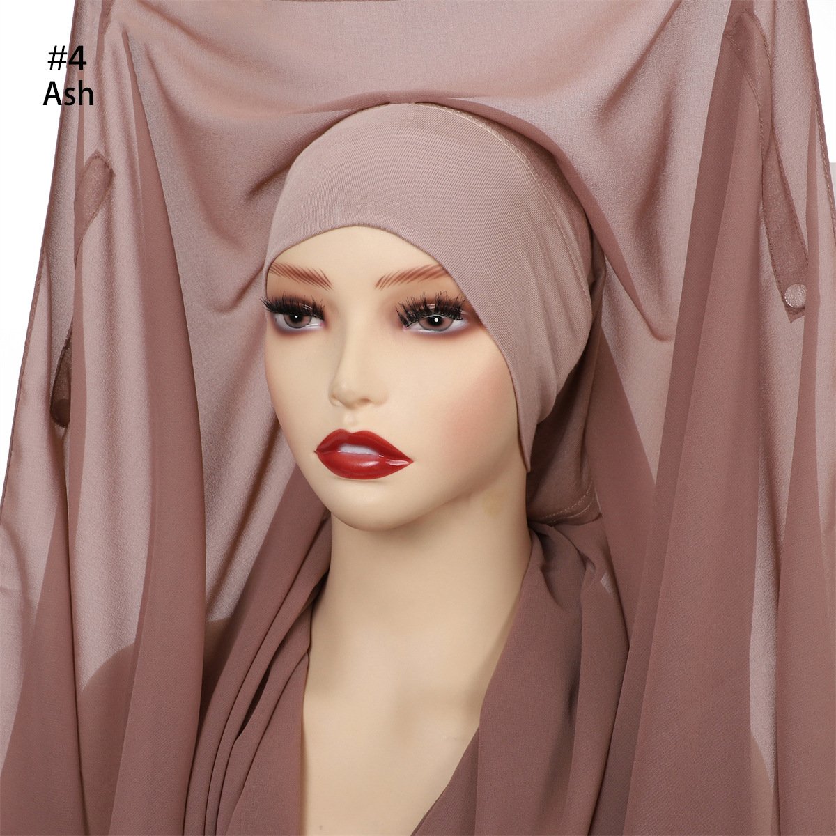 Pure Color Pearl Chiffon Scarf Plus The Same Color - Image 9