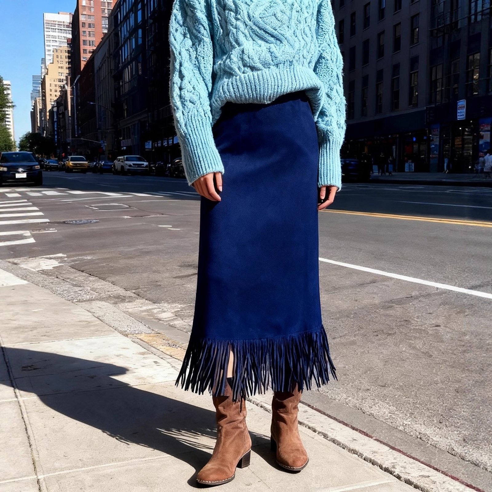 Women's Fashionable Elegant Long Suede Skirt Comfortable Slim Fit - Image 6