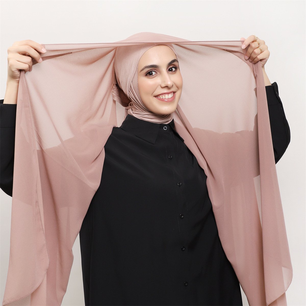 Pure Color Pearl Chiffon Scarf Plus The Same Color