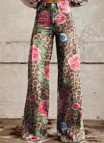 Thin Faux Denim Wide-leg Pants - Image 4