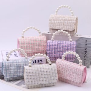Cotton And Linen Pearl-handled Tote Bag For Kindergarten Kids