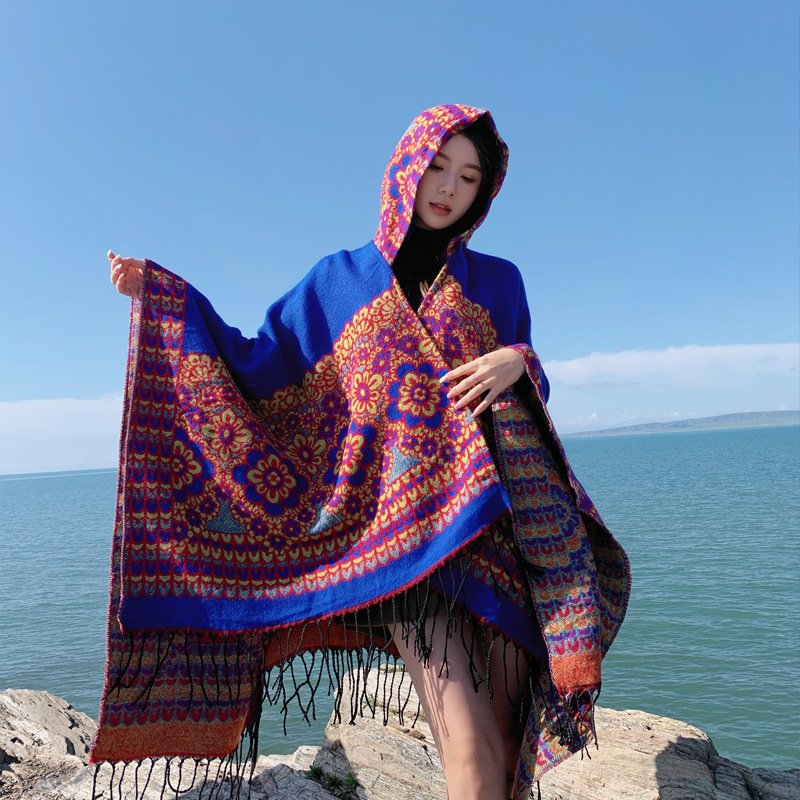 Ethnic Style Desert Seaside Photograph Cloak Autumn And Winter Artificial Cashmere Scarf - Image 3