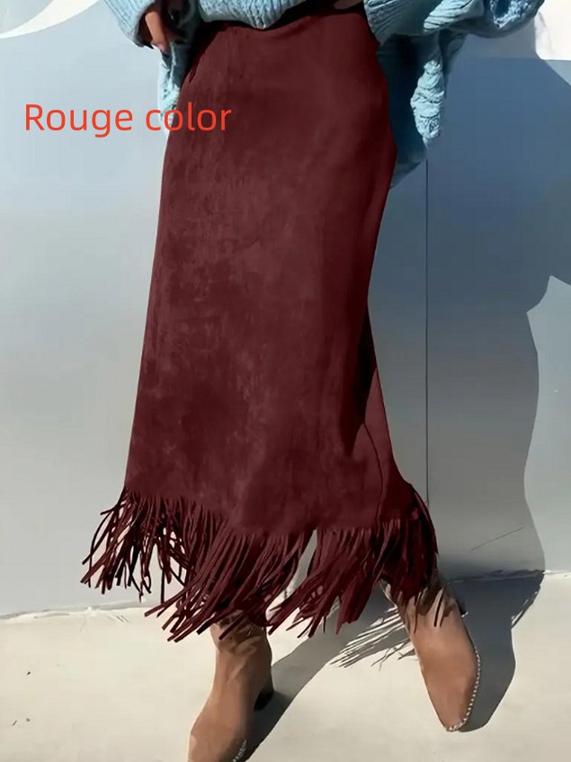 Women's Fashionable Elegant Long Suede Skirt Comfortable Slim Fit - Image 10