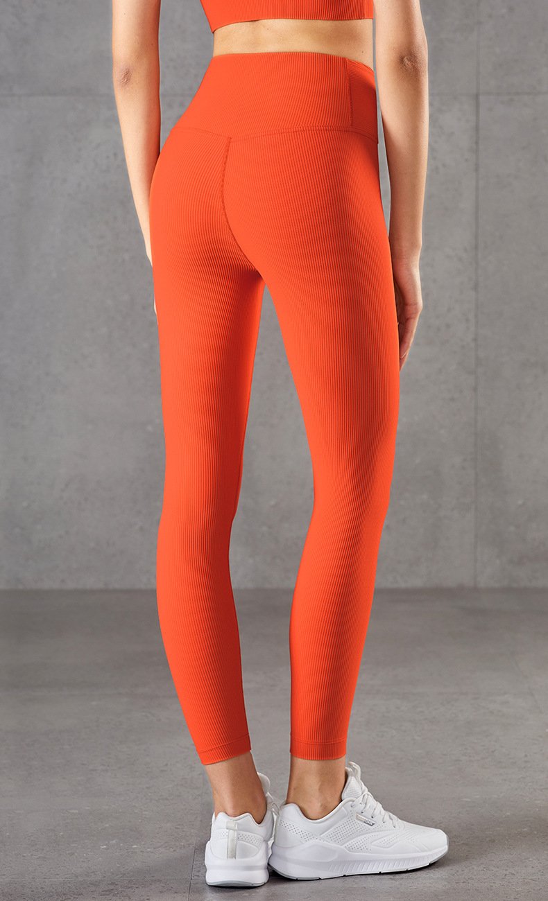 Ribbed Brocade Nude High Waist Leggings - Image 4