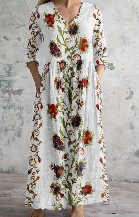 Women's Loose And Fashionable High-end V-neck Printed Dress - Image 10