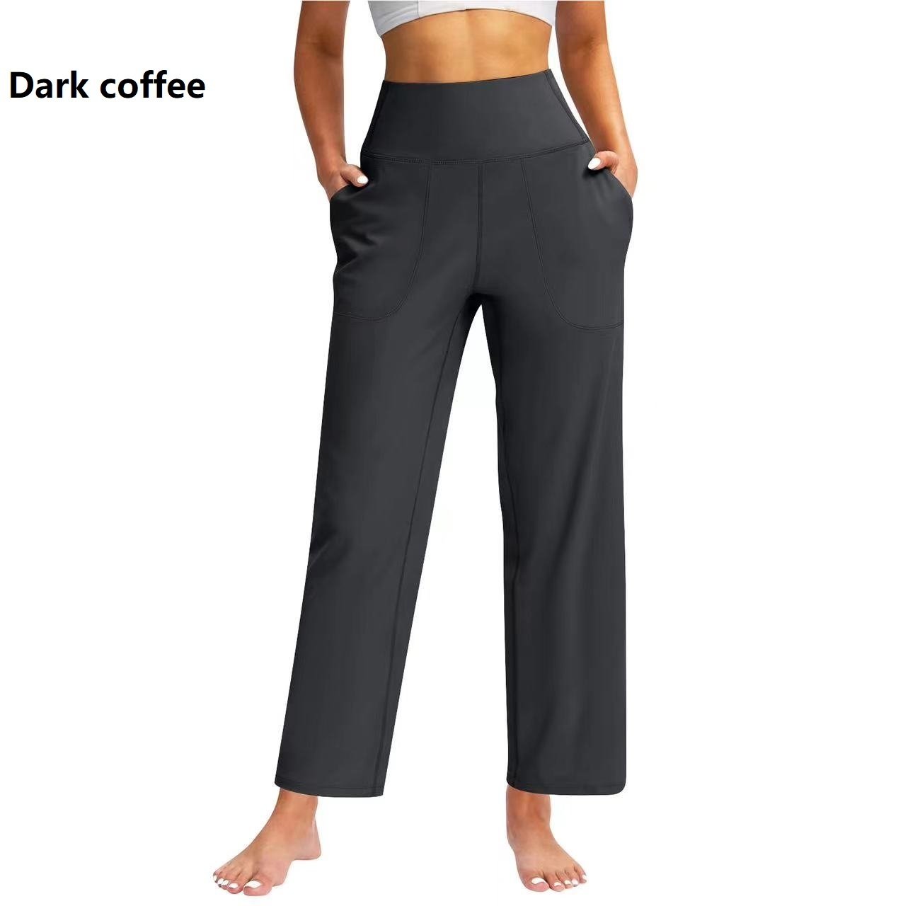 Women's High Waist Pure Color Draping Effect Straight Casual Trousers - Image 4