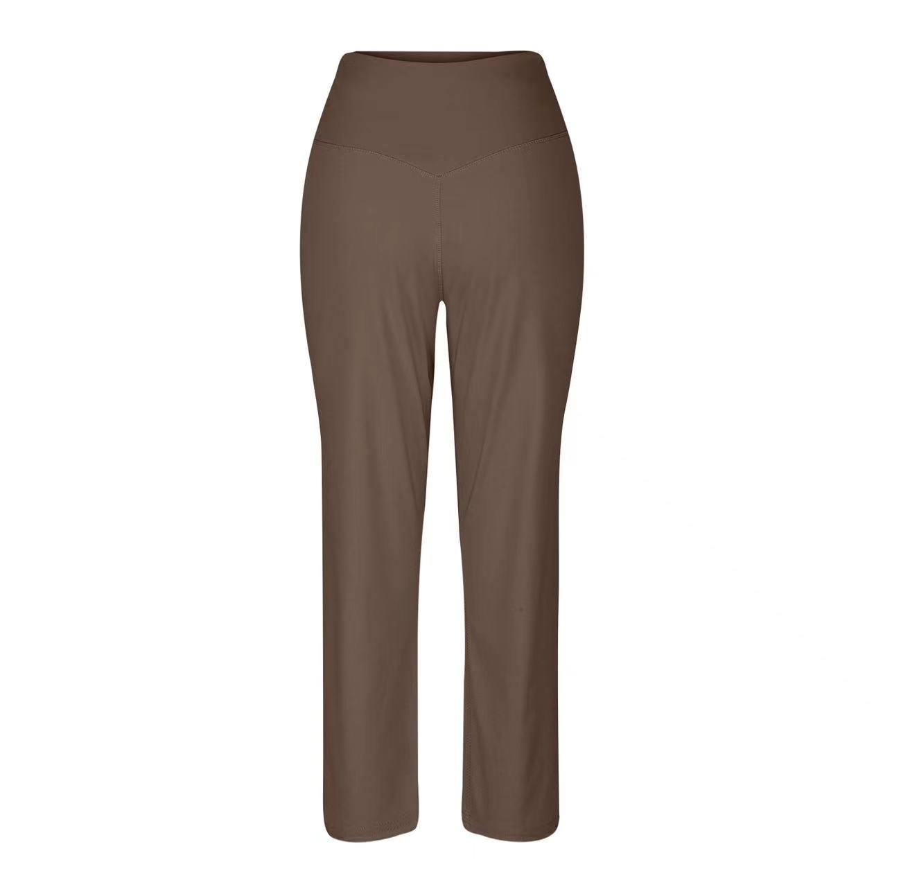 Women's High Waist Pure Color Draping Effect Straight Casual Trousers - Image 6