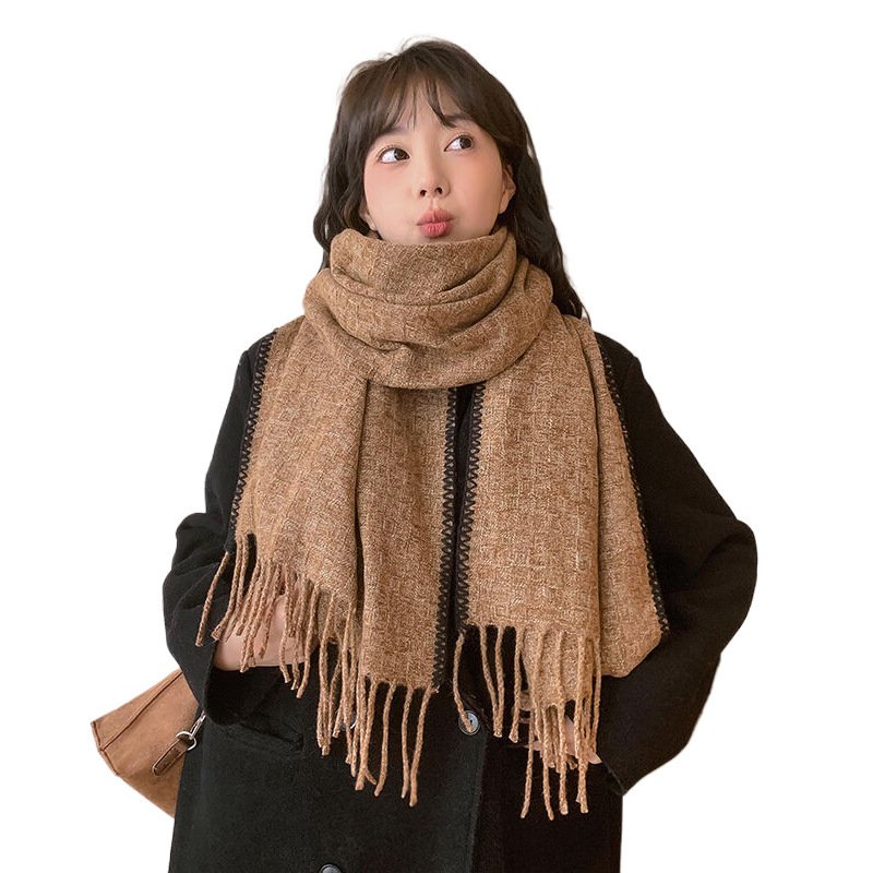 Skin-friendly Artificial Cashmere Scarf Soft Warm Fringe Bib - Image 4