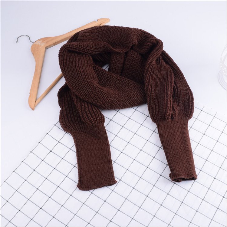 Autumn And Winter Women's Knitted Wool Scarf Shawl With Sleeves - Image 10