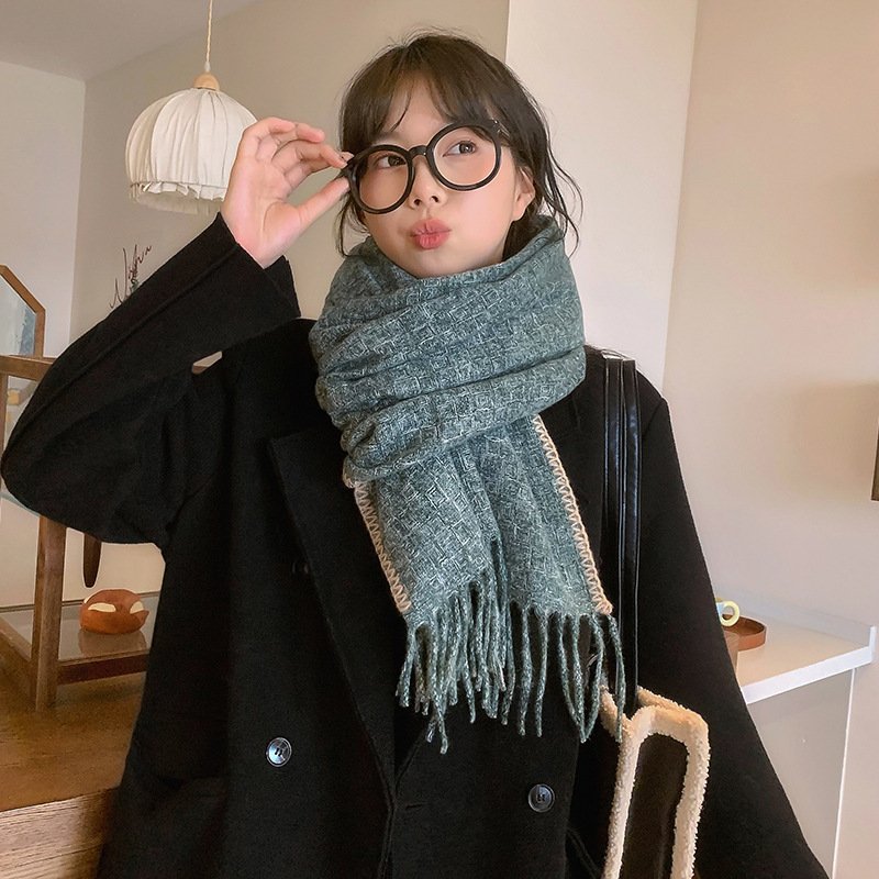 Skin-friendly Artificial Cashmere Scarf Soft Warm Fringe Bib - Image 2