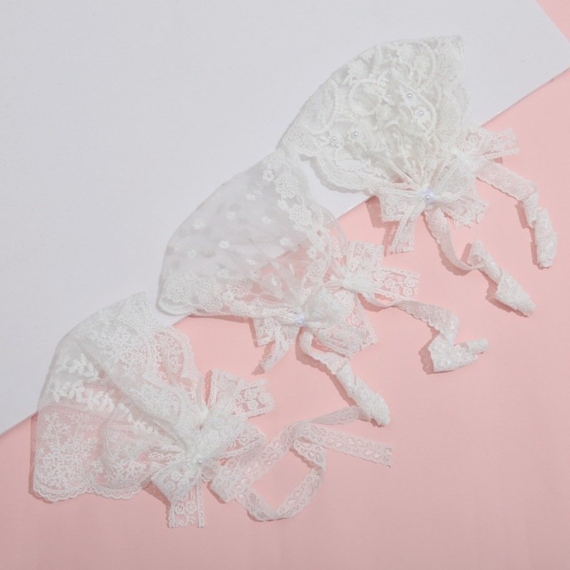 Children's Lace Decor Hat Summer Thin Princess Care Door Bow Baby Girl Hair Band - Image 5
