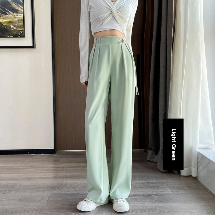 New Chinese Style Buckle High Waist Casual National Style Special-interest Design Elastic Waist Wide Leg Pants - Image 3