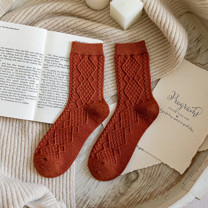 Solid Color Fashion Warm Classic Pattern Wool Socks - Image 7