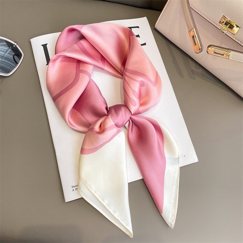 Artificial Silk Striped High-grade Korean Style Stylish Beach Arm Bag Silk Scarf - Image 7