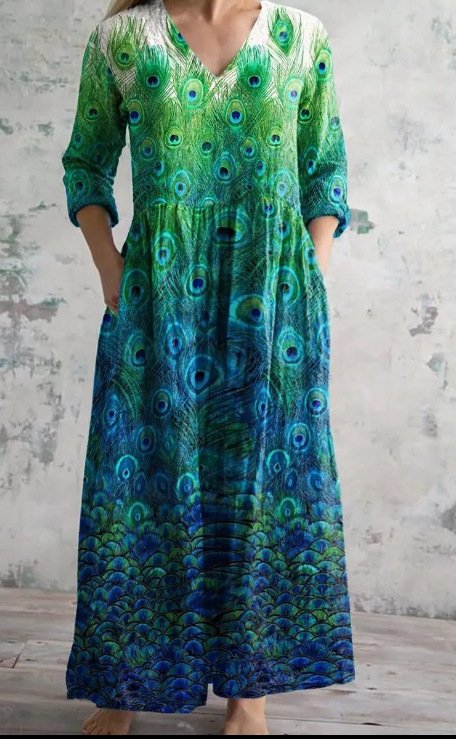 Women's Loose And Fashionable High-end V-neck Printed Dress - Image 6