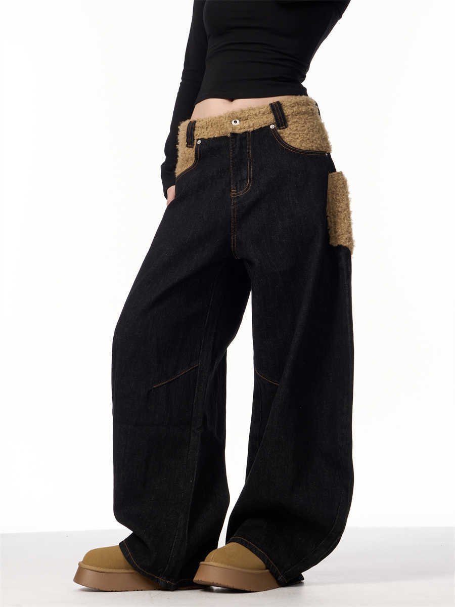 Retro Minority Design Inside-out Wear Stitching Jeans For Women - Image 6