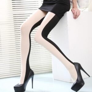 Ladies two-tone stitching pantyhose