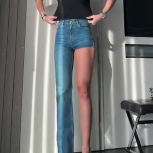 Fashion Single-shoulder Shorts Irregular Jeans
