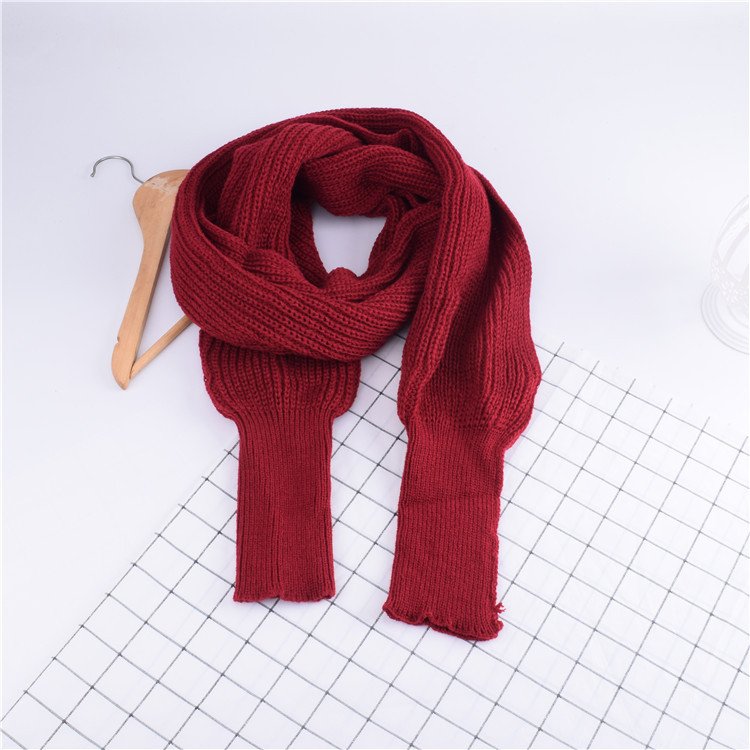 Autumn And Winter Women's Knitted Wool Scarf Shawl With Sleeves - Image 9