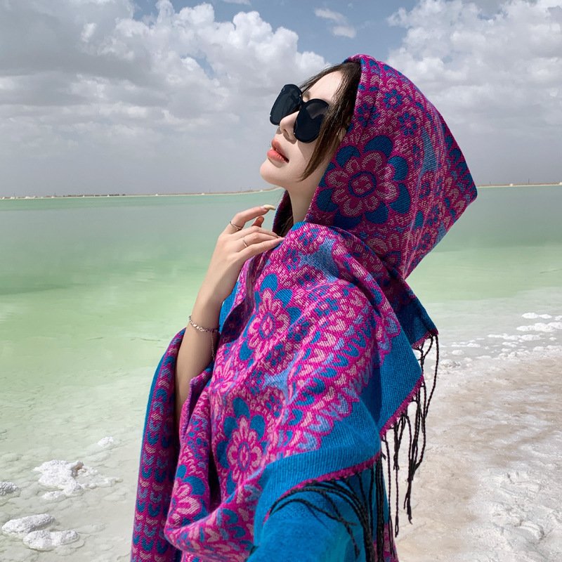 Ethnic Style Desert Seaside Photograph Cloak Autumn And Winter Artificial Cashmere Scarf - Image 4